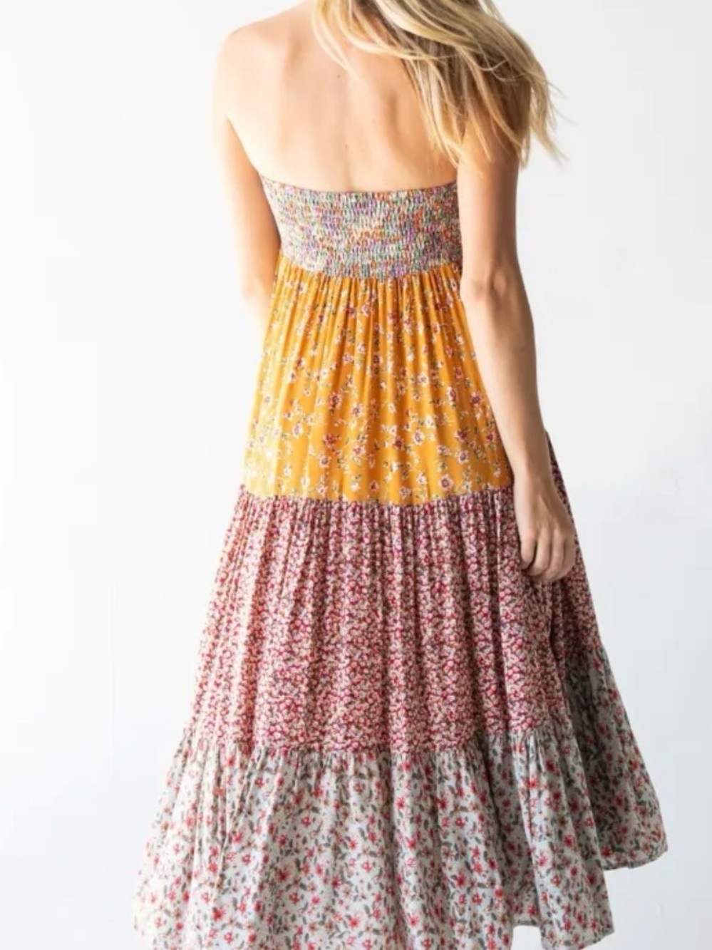 Natural Life Hannah Convertible Tiered Floral Maxi Skirt - Mixed Golden Floral - Picture 3 of 8